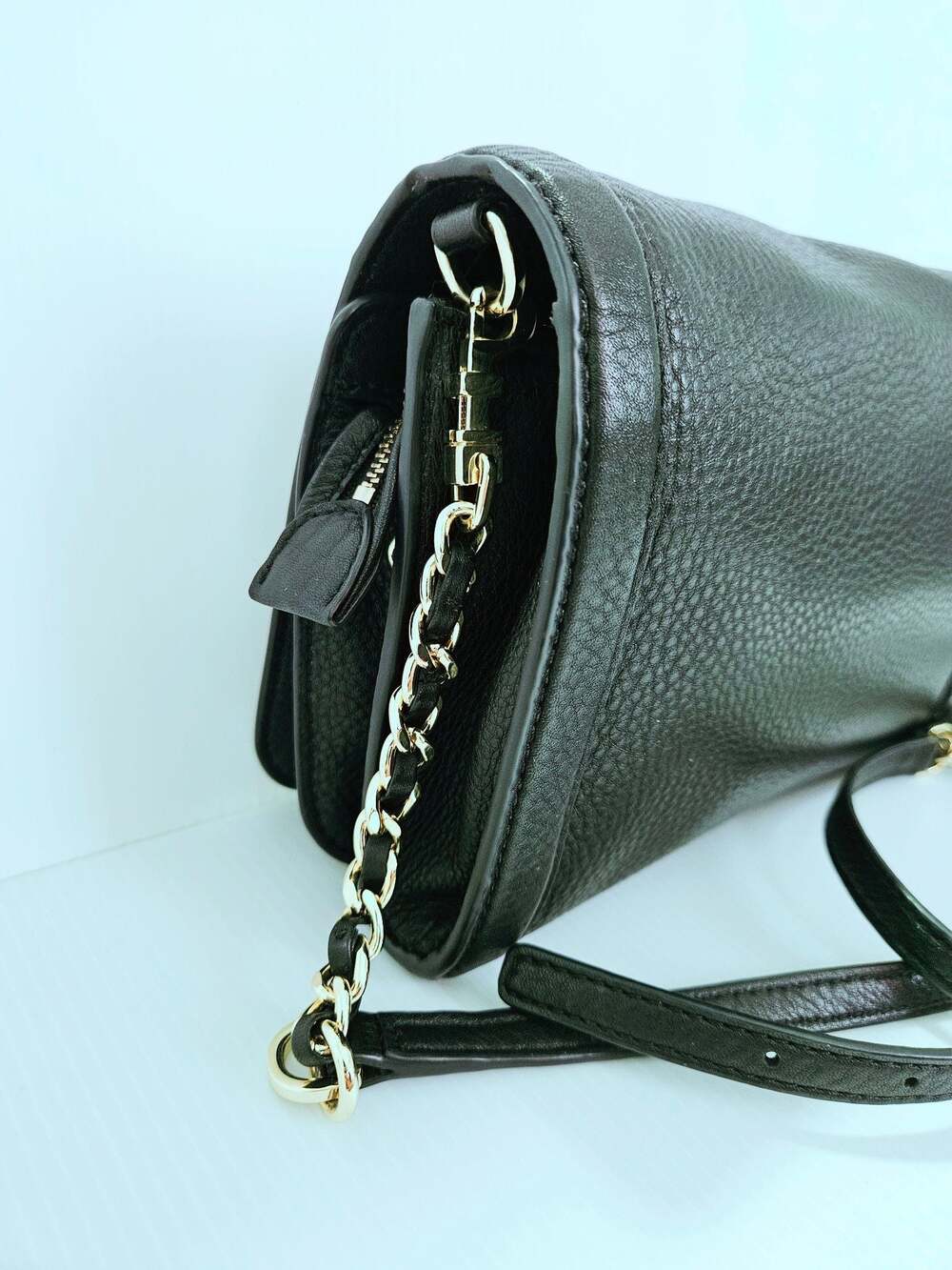 Tory Burch Landon Crossbody Bag Black Pebbled Leather Purse - Picture 8 of 16
